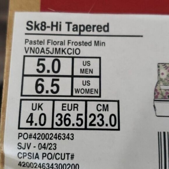 New Vans Womens Sk8 Hi Tapered Floral Platform Shoes Size 6.5 Pastel Fairy - Picture 9 of 9